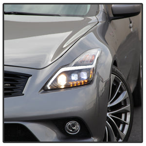 Xtune Projector Headlights Infiniti G37 Coupe (08-15) [Sequential Turn Signal] Black / Smoke Tinted