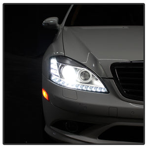 Xtune LED Projector Headlights Mercedes W221 S Class (07-09) [w/ Switchback LED DRL Bar] Black or Chrome