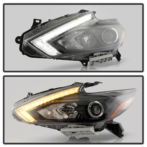 Xtune Headlights Nissan Altima Sedan (16-18) [OE Style w/ Switch Black LED Signal DRL - Halogen Only] Black  or Chrome Finish