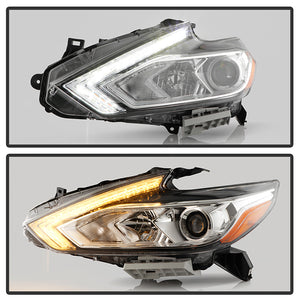 Xtune Headlights Nissan Altima Sedan (16-18) [OE Style w/ Switch Black LED Signal DRL - Halogen Only] Black  or Chrome Finish