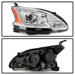 Xtune Projector Headlights Nissan Sentra (13-15) [w/ DRL LED Light Bar - Halogen Model Only] Black / Black Smoke / Chrome w/ Amber Turn Signal Lights