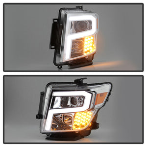 Xtune Projector Headlights Nissan Titan (16-20) [w/ DRL LED Light Bar - Halogen Model Only] Black / Black Smoke / Chrome w/ Amber Turn Signal Lights