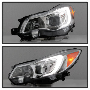 Xtune Projector Headlights Subaru XV Crosstrek (13-14) [DRL LED Light Bar - Halogen Model] Black or Chrome w/ Amber Turn Signal Light