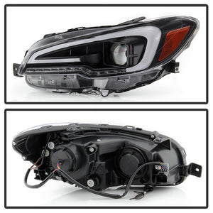 Xtune Projector Headlights Subaru WRX (15-18) [DRL LED Light Bar - Halogen Model] Black or Chrome w/ Amber Turn Signal Light