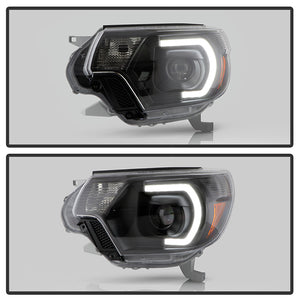 Xtune Projector Headlights Toyota Tacoma (12-15) [DRL LED Light Bar - Halogen Model] Black or Chrome w/ Amber Turn Signal