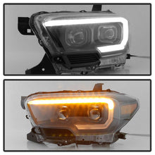 Load image into Gallery viewer, Xtune Projector Headlights Toyota Tacoma SR /SR5 (16-19) [w/ DRL LED Light Bar &amp; Amber Sequential Turn Signal - Halogen Model] Black or Chrome - Black Alternate Image