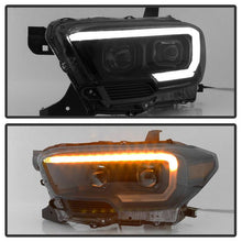 Load image into Gallery viewer, Xtune Projector Headlights Toyota Tacoma SR /SR5 (16-19) [w/ DRL LED Light Bar &amp; Amber Sequential Turn Signal - Halogen Model] Black or Chrome - Black Alternate Image