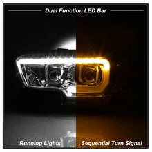 Load image into Gallery viewer, Xtune Projector Headlights Toyota Tacoma SR /SR5 (16-19) [w/ DRL LED Light Bar &amp; Amber Sequential Turn Signal - Halogen Model] Black or Chrome - Black Alternate Image