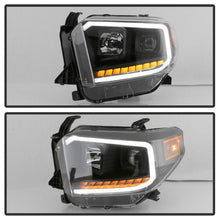 Load image into Gallery viewer, Xtune Projector Headlights Toyota Tundra (14-18) [w/ DRL LED Light Bar] Black / Black Smoke / Chrome w/ Amber Turn Signal Lights - Black Alternate Image