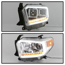 Load image into Gallery viewer, Xtune Projector Headlights Toyota Tundra (14-18) [w/ DRL LED Light Bar] Black / Black Smoke / Chrome w/ Amber Turn Signal Lights - Black Alternate Image
