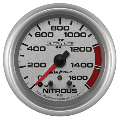298.97 AutoMeter Ultra-Lite II Series Stepper Motor Nitrous Pressure Gauge w/Peak & Warn (0-1600 PSI) 7774 - Redline360