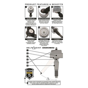 849.95 ICON Upper Control Arms Chevy/GMC Silverado/Sierra 1500 (14-19) Front [Large Taper] Tubular Delta Joint Kit - Redline360