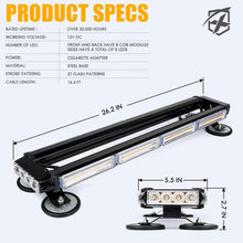 Load image into Gallery viewer, Xprite Rooftop LED Strobe Light Pursuit 26" COB Series w/ Magnetic Base - Amber / Mixed - Amber Alternate Image