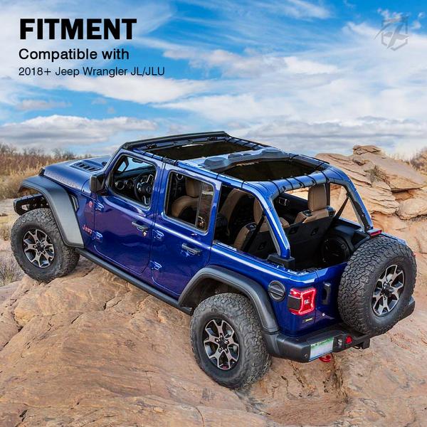 Xprite Top Mesh Sun Shade Jeep Wrangler JLU 4 Door (2018-2020) Blue/Fl –  Redline360