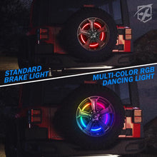 Load image into Gallery viewer, Xprite Spare Tire RGB LED Brake Light Jeep Wrangler JK (2007-2018) JL (2018-2025) w/ Remote Control &amp; Bluetooth - TL-UNI-WHEEL-G3 - Default Title Alternate Image