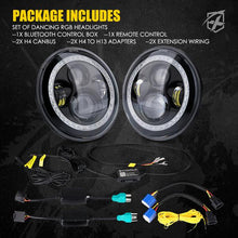 Load image into Gallery viewer, 188.99 Xprite 7" 90W G2 Exhibit Series LED Headlights Jeep Wrangler TJ/JK [w/ RGB Chasing Halo] (1997-2018) HL-90W-G2-DANCE - Redline360 Alternate Image