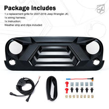 Load image into Gallery viewer, Xprite Grille Jeep Wrangler JK/JKU (2007-2018) Angry Grille Vader Series w/ Turn Signal &amp; LED Lights - Default Title Alternate Image