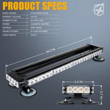 Load image into Gallery viewer, Xprite Rooftop Strobe Light Pursuit 26" LED Series w/ Magnetic Base - Amber / Mixed - Amber Alternate Image
