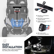 Load image into Gallery viewer, Xprite Curved UTV Rear View Mirror w/ Integrated LED Lights &amp; Switch for 1.75"-2" Rollbars - UTV-CM-G11 - 9 Inch Alternate Image