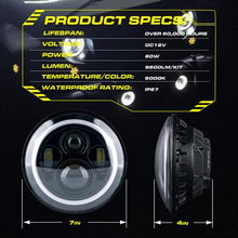 Load image into Gallery viewer, 152.99 Xprite Xprite 7" 80W CREE LED Headlights Jeep Wrangler TJ / JK [w/ Halo] (1997-2018) HL-JEEP-R7IN-80W-CR - Redline360 Alternate Image