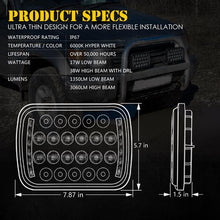 Load image into Gallery viewer, 53.99 Xprite 5X7" LED Headlights Insight Series (with DRL, Hi/Lo Beam) 1pc / 2pc - Redline360 Alternate Image