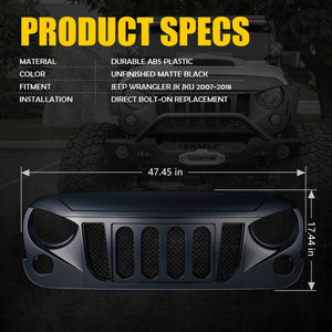 116.99 Xprite Transformer Grill Jeep Wrangler JK (2007-2018) w/ Built In Mesh - Redline360