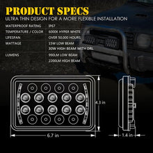 Load image into Gallery viewer, Xprite LED Headlights Insight Series [w/ High/Low Beam and DRL] 4x6" - HL-4X6-G3-K - Default Title Alternate Image