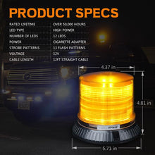 Load image into Gallery viewer, Xprite Revolving Beacon Light Orbit Series 12 LED Amber 18W w/ 13 Flash Patterns - SL-L18-Y - Default Title Alternate Image