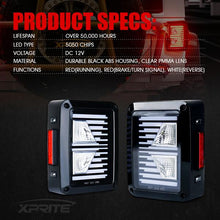 Load image into Gallery viewer, Xprite LED Taillights Jeep Wrangler JK JKU (2007-2018) Linear Series - Smoke / Clear - Clear Alternate Image
