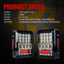 Load image into Gallery viewer, Xprite LED Taillights Jeep Wrangler JK (2007-2018) Destroyer Series - Clear / Smoke - Clear Alternate Image