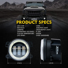 Load image into Gallery viewer, Xprite LED Fog Lights Chrysler 300 (05-10) PT Cruiser (06-10) 4" CREE w/Halo Ring DRL - Blue/Green/Red/White/Amber - Blue Alternate Image