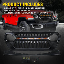 Load image into Gallery viewer, 161.99 Xprite Black Gladiator Grille Jeep Wrangler JL/JT (2018-2020 ) w/ Amber LED Running Lights - ZS-0106K-JL - Redline360 Alternate Image