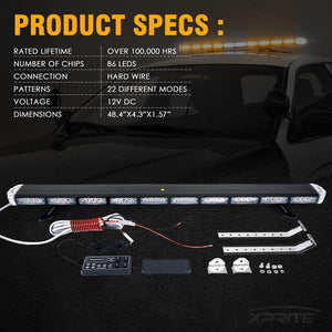 413.99 Xprite Traffic Advisor LED Strobe Light Bar 48" Amber Sparrow X Series - SL-L29-48IN-Y - Redline360