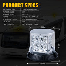 Load image into Gallery viewer, Xprite Revolving Strobe Beacon Light Amber 18 LED 12 Flash Patterns 18W - SL-L15-Y - Default Title Alternate Image