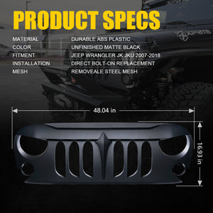 129.99 Xprite Beast Grill Jeep Wrangler JK (07-18) w Removable Steel Mesh - Redline360