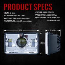 Load image into Gallery viewer, Xprite 6100 Evolution 4x6" CREE LED Headlight with Sunrise Type DRL - 1pc / 2pc / 4pc - 1pc Alternate Image