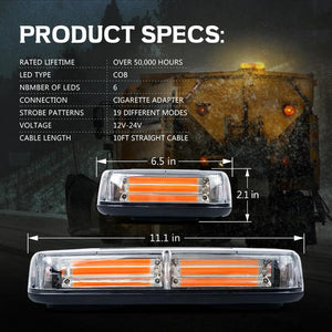 44.99 Xprite Rooftop Strobe Light Burst Series COB LED (30W) w/ Magnetic Base - White-Amber / Amber - Redline360