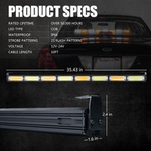 Load image into Gallery viewer, 79.99 Xprite COB LED Strobe Light Bar 35&quot; White/Amber G2 Vigilante Series 40W Traffic Advisor - SL-C23-8M-G2-WY - Redline360 Alternate Image