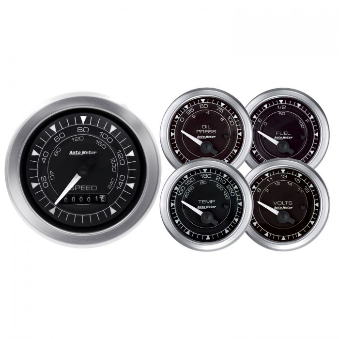 787.46 AutoMeter Chrono Series 5 Piece Gauge Kit (Oil Pressure/Transmission Temperature 3-3/8