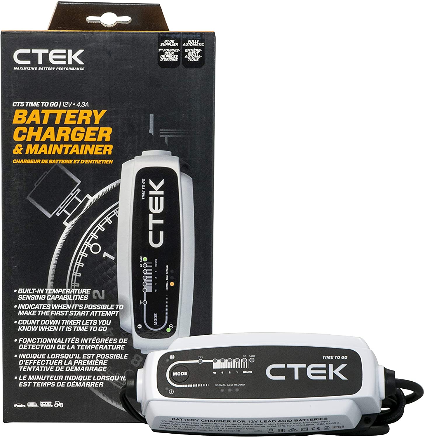 CTEK Battery Charger - CT5 Time To Go-12 Volt 4.3 Amp Charger & Mainta –  Redline360