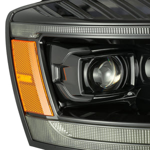 512.27 AlphaRex Projector Headlights Dodge Ram (06-09) Pro Series w/ LED Sequential Turn Signal - Black / Chrome - Redline360