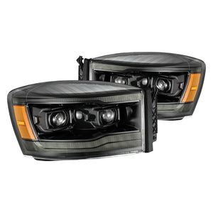 512.27 AlphaRex Projector Headlights Dodge Ram (06-09) Pro Series w/ LED Sequential Turn Signal - Black / Chrome - Redline360