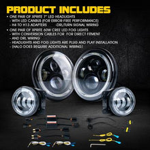 Load image into Gallery viewer, 269.99 Xprite LED Headlights Jeep Wrangler JK (97-18) 7" 90W LED Headlight &amp; Fog Light w/ RGB Halo Combo - Redline360 Alternate Image