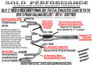 Solo Exhaust Dodge Challenger SRT8/ Hellcat/ Scat Pack (15-18) Mach-Shorty-XV Catback w/ Solo Return Box