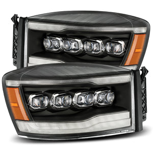 1145.00 AlphaRex Quad 3D LED Projector Headlights Dodge Ram [Nova Series] (06-08) Alpha-Black / Black / Chrome - Redline360