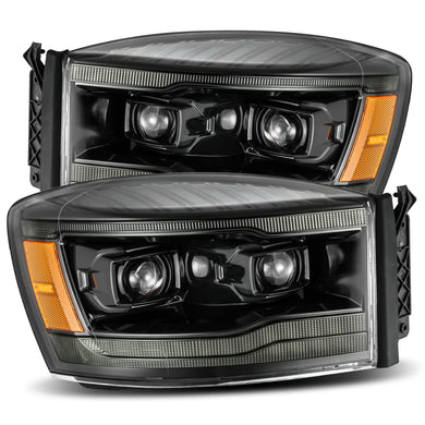 780.00 AlphaRex Dual LED Projector Headlights Dodge Ram (06-08) LUXX Series - Sequential Turn Signal -  Black / Chrome - Redline360