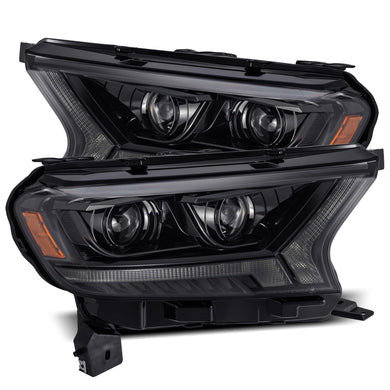 860.00 AlphaRex Dual LED Projector Headlights Ford Ranger (2019-2021) LUXX Series w/ Sequential Turn Signal - Alpha Black / Black - Redline360