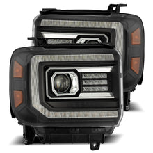 Load image into Gallery viewer, 705.00 AlphaRex Dual LED Projector Headlights GMC Sierra (2014-2018)  LUXX Series w/ Sequential Turn Signal - Alpha Black / Black - Redline360 Alternate Image