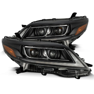 739.00 AlphaRex Dual LED Projector Headlights Toyota Sienna (2011-2020) LUXX Series w/ Sequential Turn Signal - Alpha Black / Black - Redline360