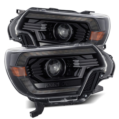 749.00 AlphaRex Dual LED Projector Headlights Toyota Tacoma (2012-2015) LUXX Series w/ Sequential Turn Signal - Alpha Black / Black - Redline360